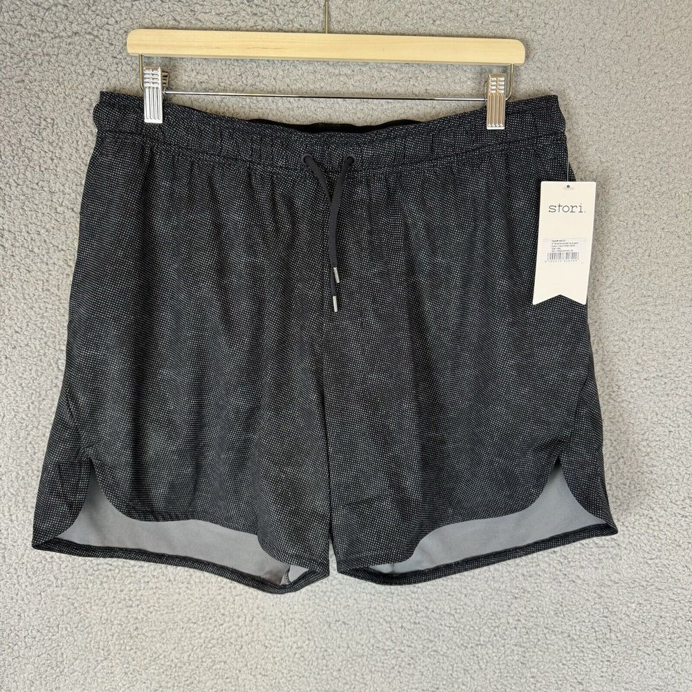 Stori Shorts Mens XXL Black‎ 5" Renew Lined Athletic Running NWT